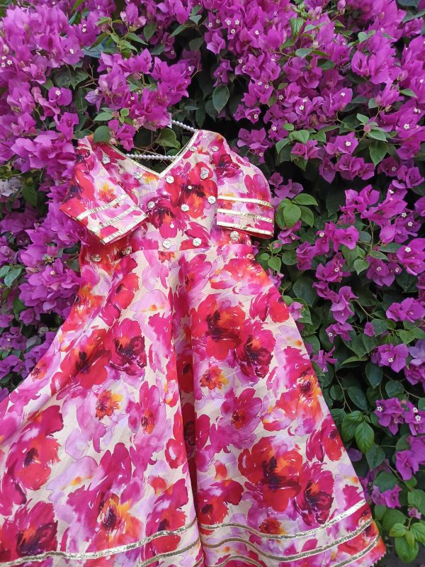Pink floral printed lawn - Image 4