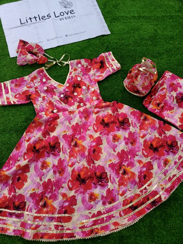 Pink floral printed lawn - Image 3